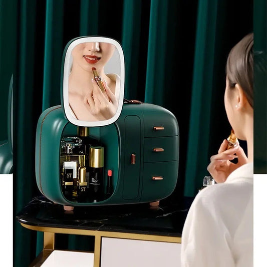 Modern Cosmetic Organizer with LED Mirror